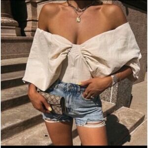 ZARA ECRU Multi position BODYSUIT WITH PUFF SLEEVES SIZE‎ M 0280